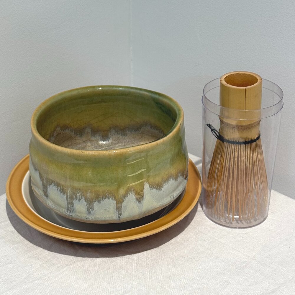 Japanese Teavana Matcha Tea Set (Whisk, Bowl) + Tim Hortons Collectible Plate
